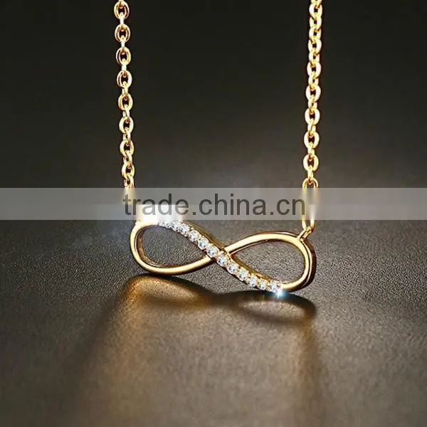 Fashion 18K Plated Zircon Infinity Stainless Steel Necklace