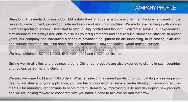 supplier of aluminum handrail profile
