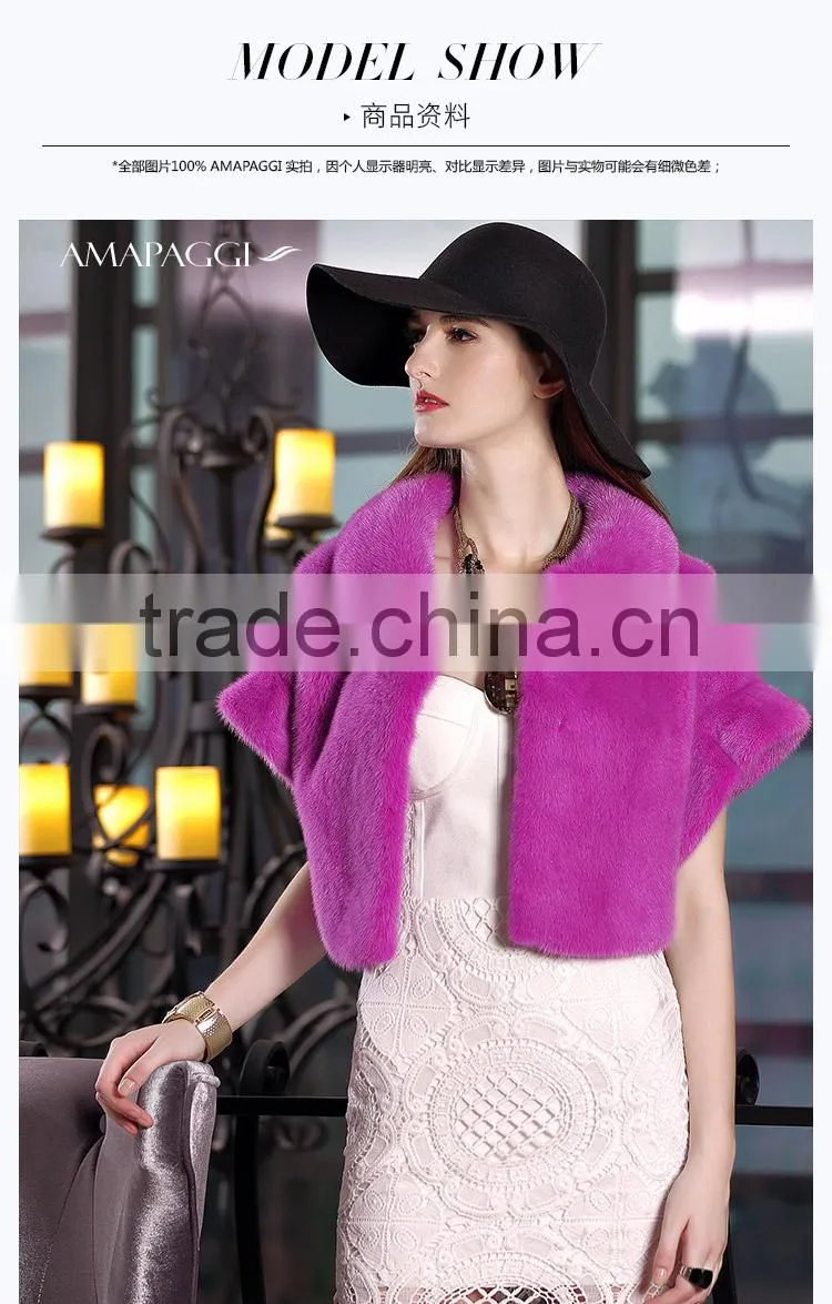Factory sale whole plet mink fur cape coat for women