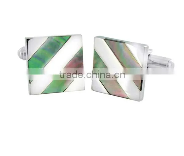 men's stainless steel diagonal stripe inlay cuff links