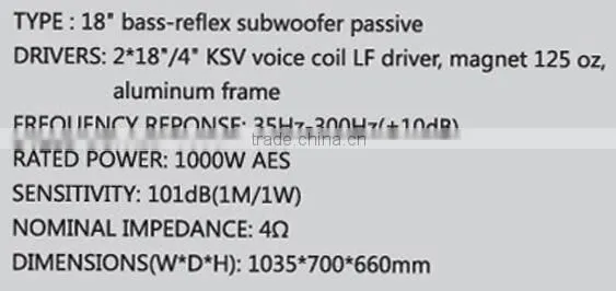 PS-218S powavesound 18'' subwoofer speaker passive