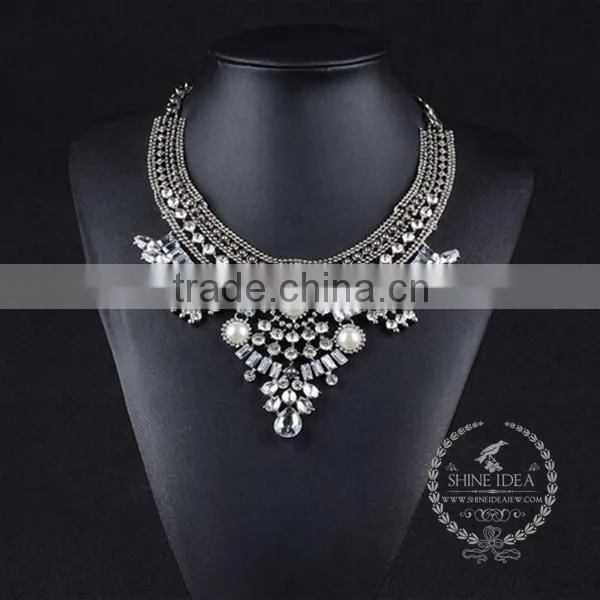 high quality vintage rhinestone chunky statement necklace tin alloy fashion women pendant necklace 6390105