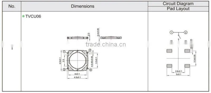 FTVCU06 smt tactile tact push button touch sensor switch