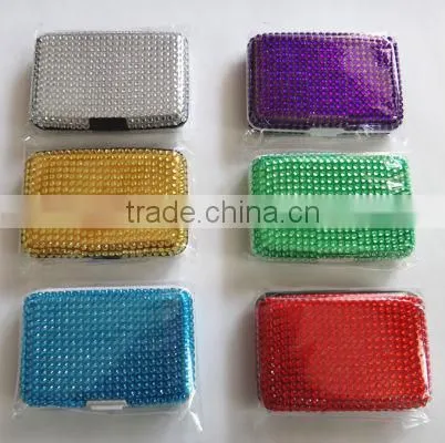 crystal aluminum credit card holder with rhinestone,plastic credit card case