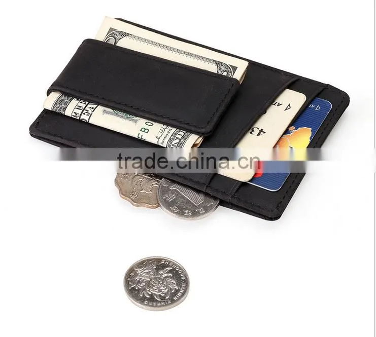 RFID Blocking Magnet Closure Men Slim Leather Wallet