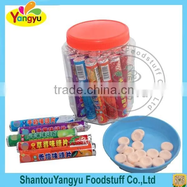 Sweet fruity tastes tablet candy dried milk pressed candy