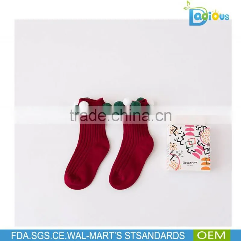 Fashion High Quality Wholesale Baby Cotton Socks Circle ball decoration kids socks
