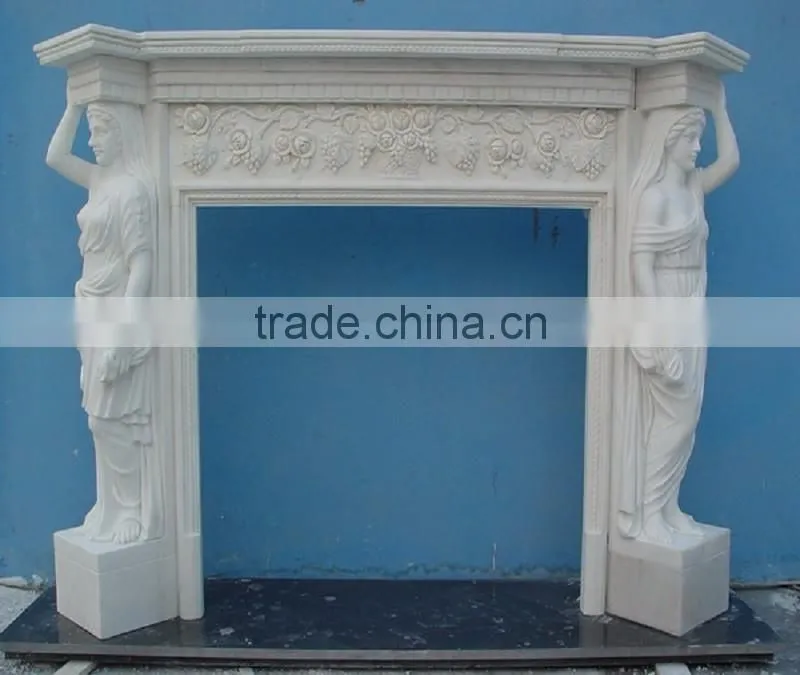 Statue decorative white marble carving fireplace