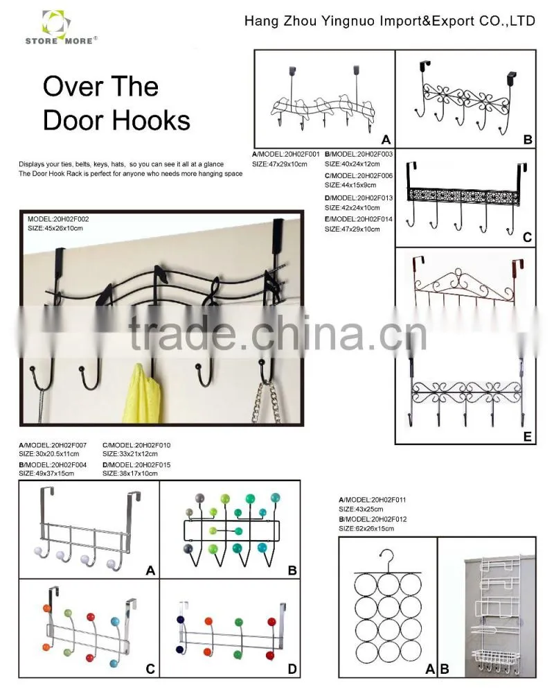 Store More Carve Patterns Black 5 Rack Metal Wire Doorback Hook