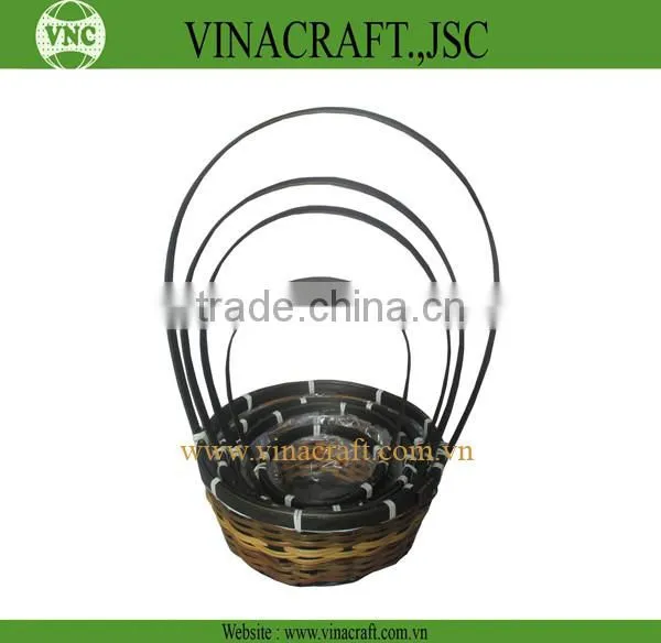 Bamboo flower basket with handle