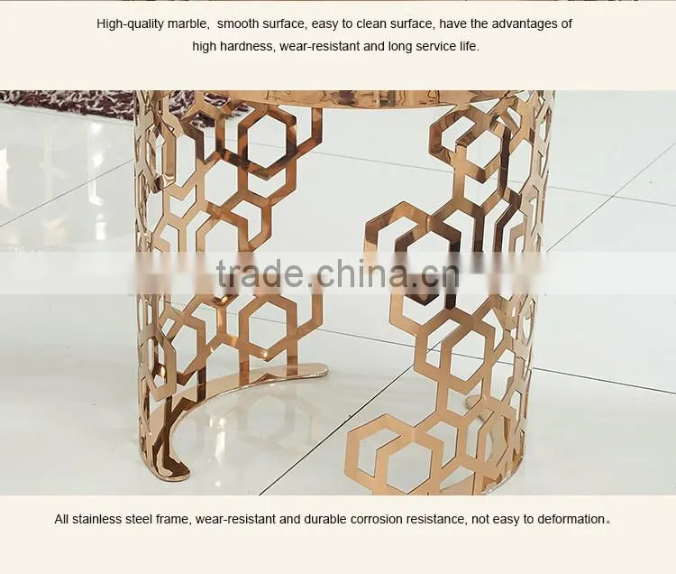 D403 Unique End Table Round Rose Gold Sofa Table