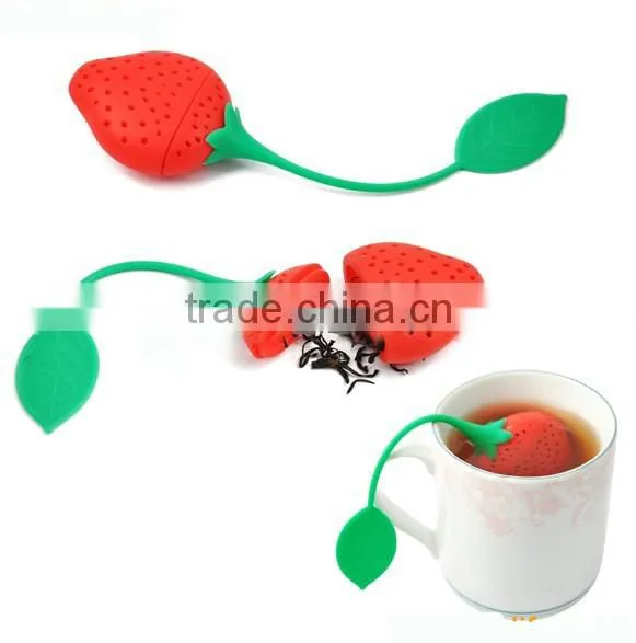 Durable Food Standard Strawberry Shape Silicone Tea Infuser Strainer