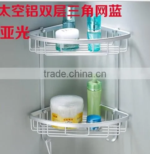 Factory direct space aluminum metal ware pendant double triangle basket hook bathroom metal storage rack