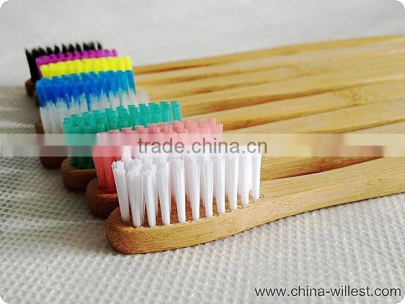 yellow color bamboo toothbrush, soft bristle toothbrush