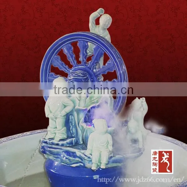 Jingdezhen High-grade Ceramic Garden home Boy and Girl Fountain