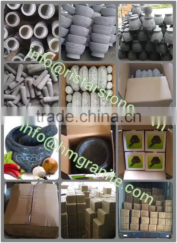 Square granite stone mortar and pestle