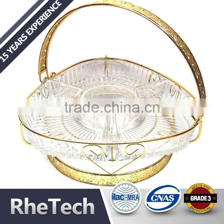 Round Shape Metal Wire Fruit Basket with Brass Antique Rack