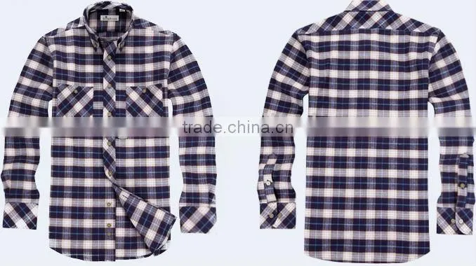 Men's 100% cotton twill plaids flannel fashion shirt with long sleeves