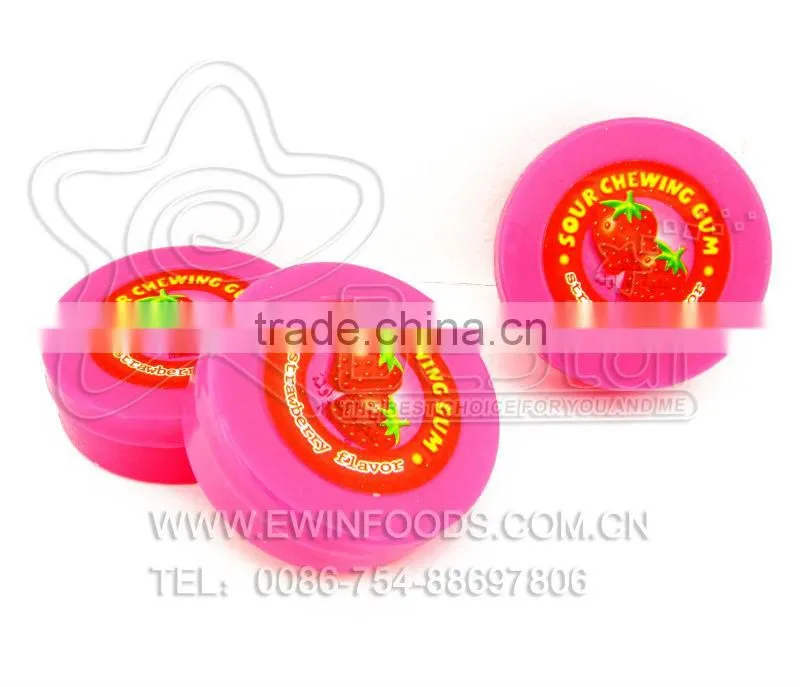 Strawberry Flavor Bubble Gum With Sour Powder