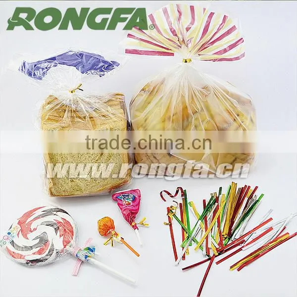 shiny color red gold blue PET twist tie bag packing twist tie