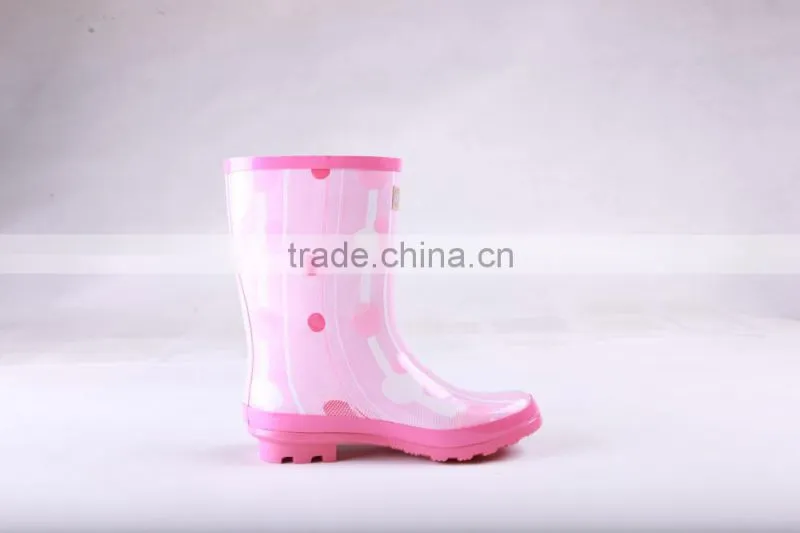 best sell pink rubber rain boots