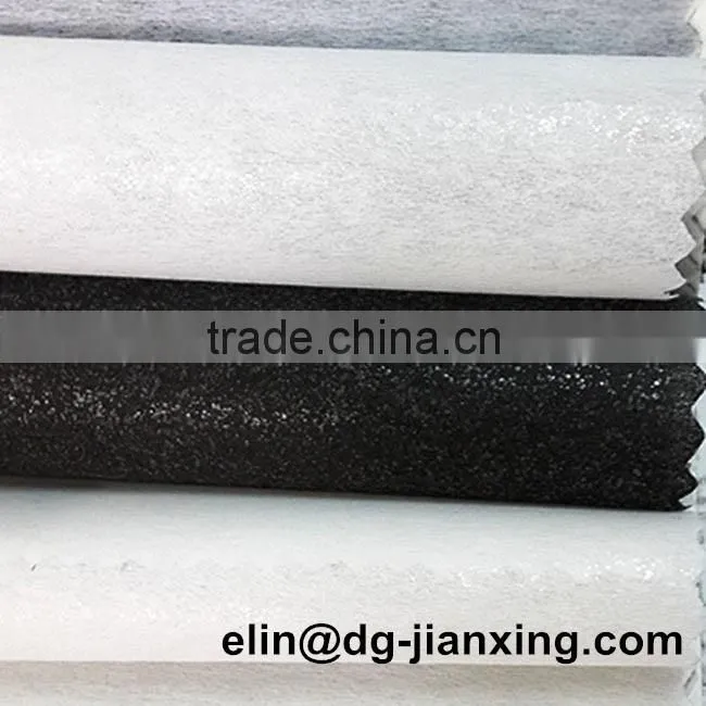 Adhesive one side tear away polyester fusible nonwoven gum stay interlining