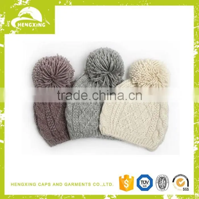 Acrylic funny winter pom pom free knitting pattern hats
