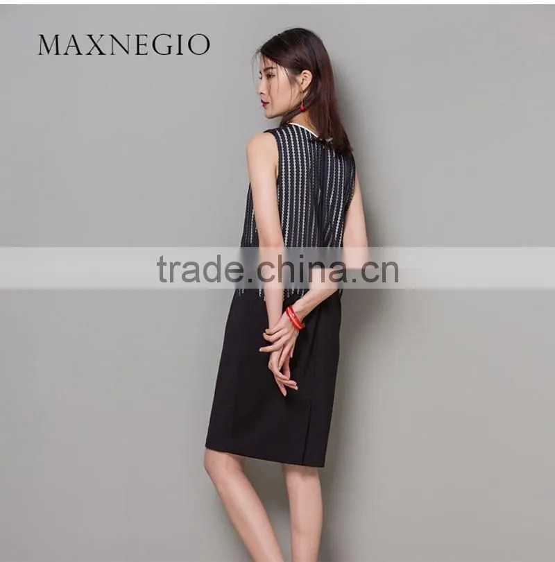 Maxnegio fashion new products applique black sequin dress