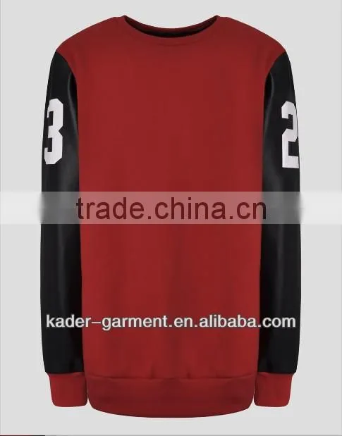 Leather sleeve sweatshirt for men