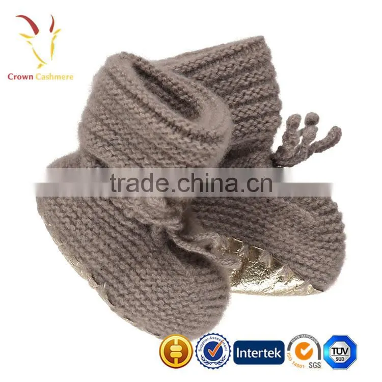 Booties Gold Biscuit Flat Baby Knitted Cashmere Infant Booties/Shoes