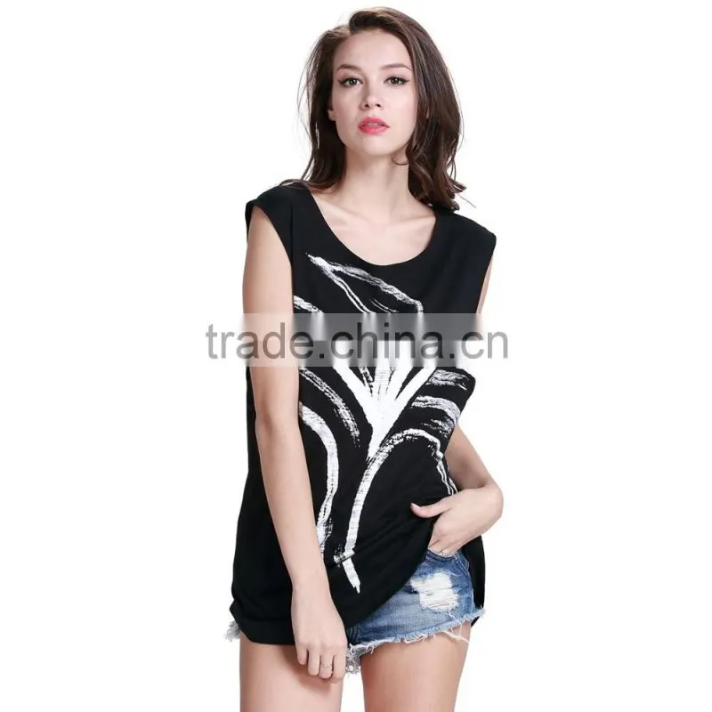 Women's loose casual style sreetwear sleeveless t shirt/tank top