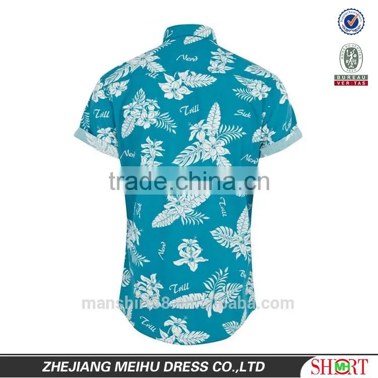 2017 short sleeve print hawaiian shirt for men