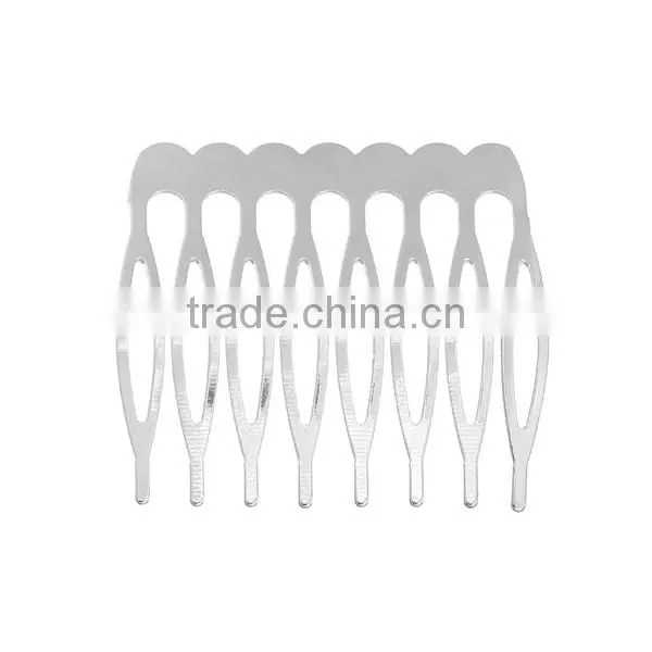 Iron Based Alloy Hair Clips Findings Comb Silver Tone 43mm x 39mm
