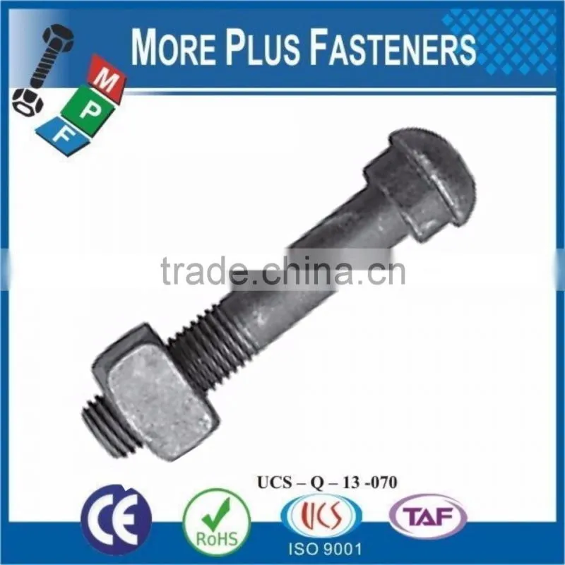 Made In Taiwan Button Head Fish Bolts With Round Head Oval Neck And Rolled Thread Track Bolt