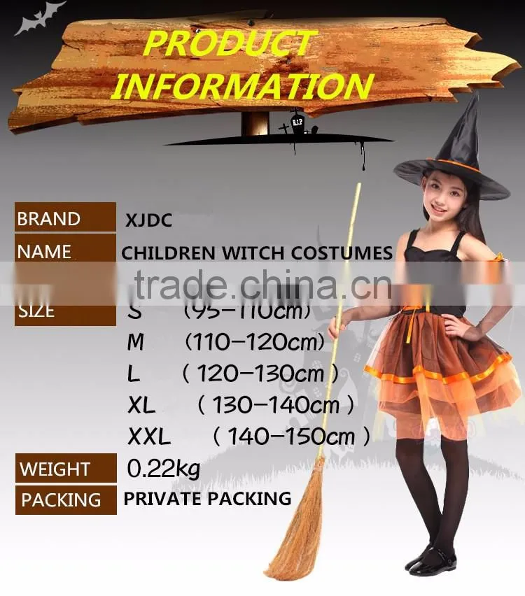 Black color long sleeve halloween witches style kids mexican costumes