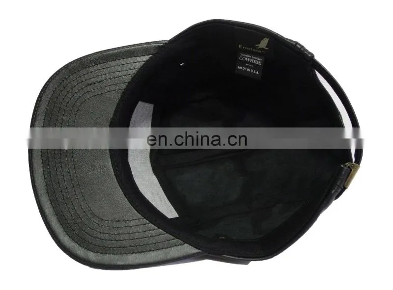 Black 5 panel hat with printing flat brim