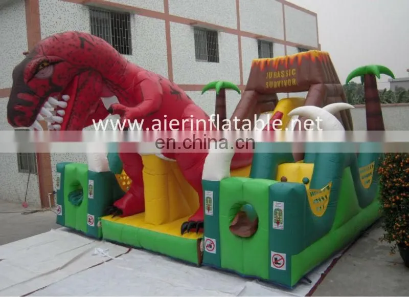 2015 Rainbow inflatable obstacle course with slide