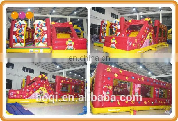 AOQI commercial inflatabale red clown fun city with free EN14960 outdoor inflatable games inflatable fun city for kid