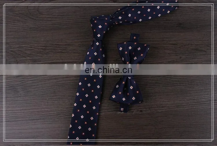 polyester woven embrodered tie with bowtie set