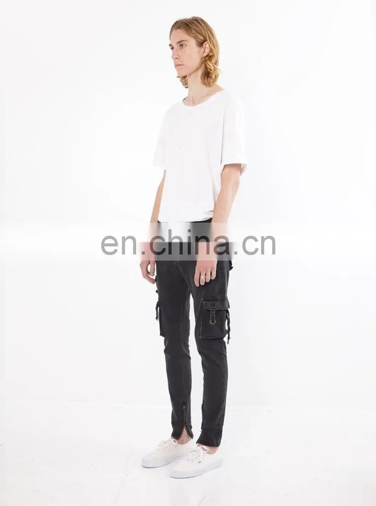 DiZNEW Black Denim D Cargo Jeans For Men