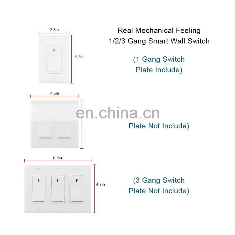 800W/Gang Max 10A Wifi Smart Mechanical Touch Feeling Switch