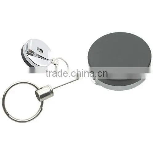 Gift Idea 2" Pull Reel Key Chain Keychain w 38" Retractable Cable Cord US SELLER