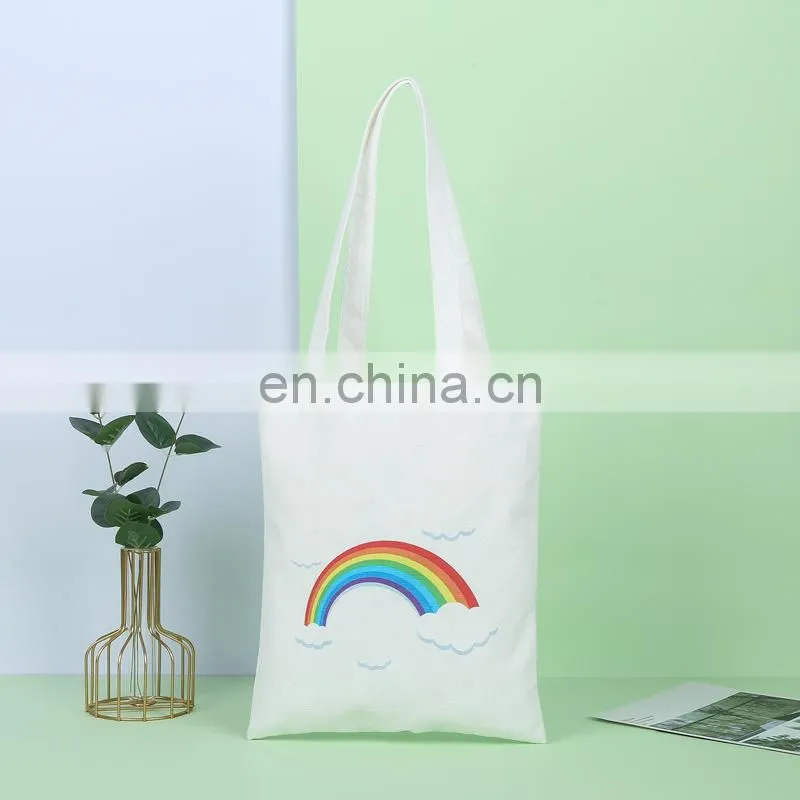 Wholesale Canvas Eco Friendly Handbag Logo Printed colorful cheap Cotton Tote bag for Women