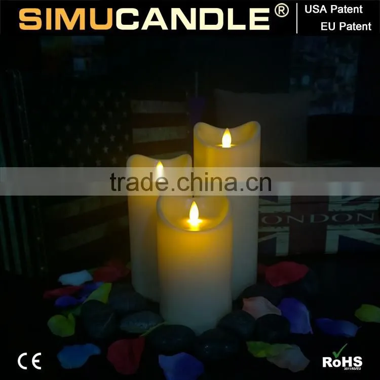 Fancy Design Moving Flame Wick LED Candle with Timer, with USA and EU Patent