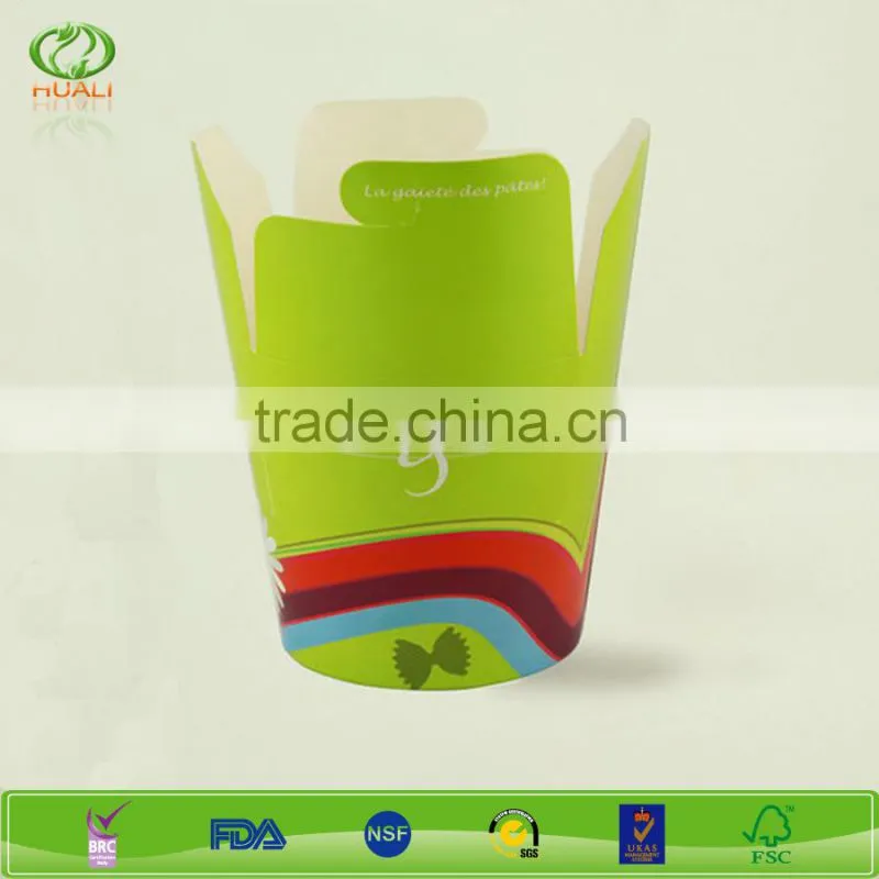 Single wall round bottom disposable folding paper cardboard lunch box