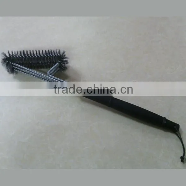 Best Selling 3 sided 18' Stainless Steel wire BBQ grill brush Barbecue Grill Brush long handle steel wire brush cheap