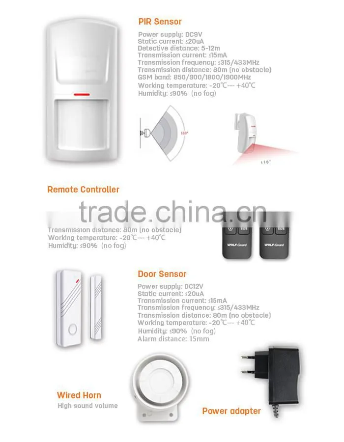 2014 smart wireless home alarm system fire alarm burglar alarm