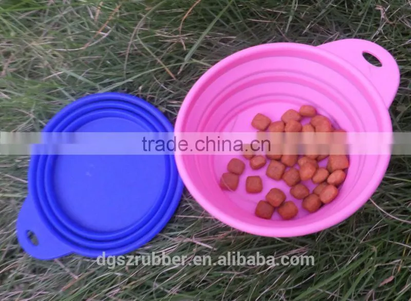 Pets Silicone Food & Water Collapsible Travel Bowl with Clip for Dog and Cat