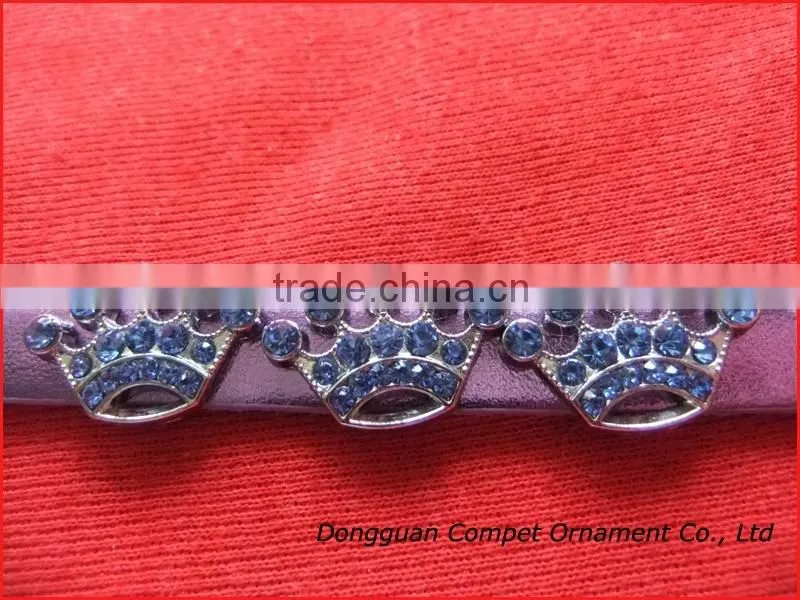Compet produce 10mm slide charm crown, metal crown, fashion full rhinestone crown