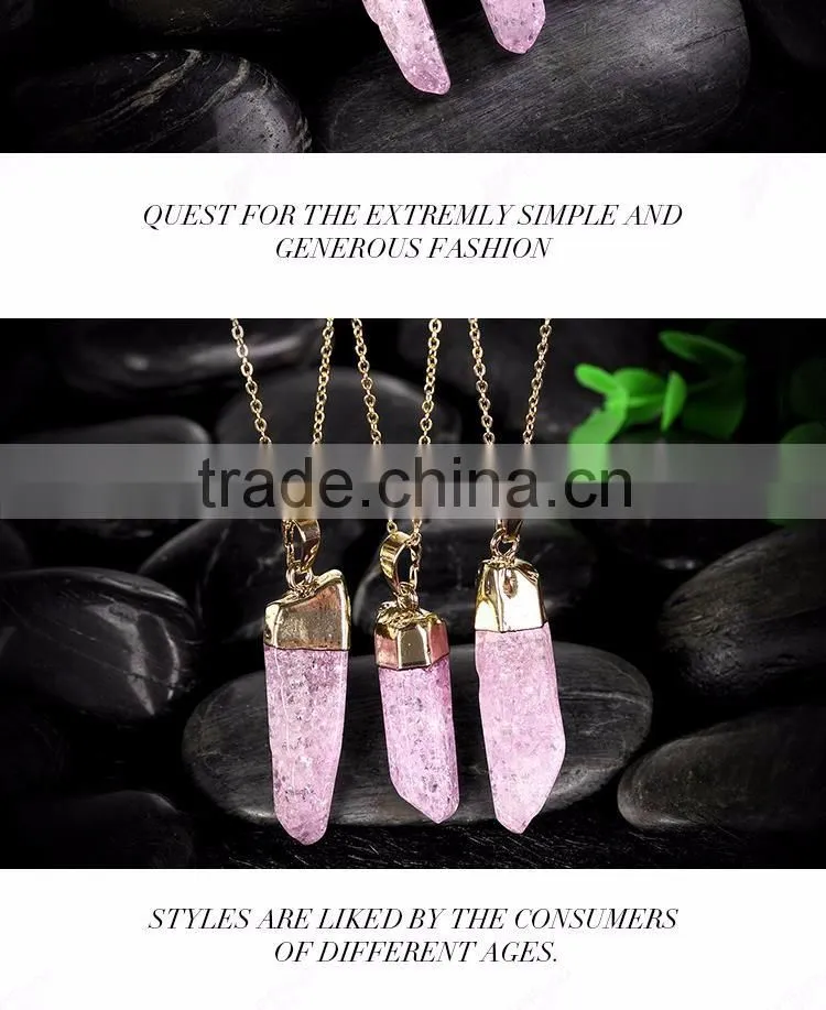 Nice pink stone necklace, Hot sale natural make stone necklace with stone